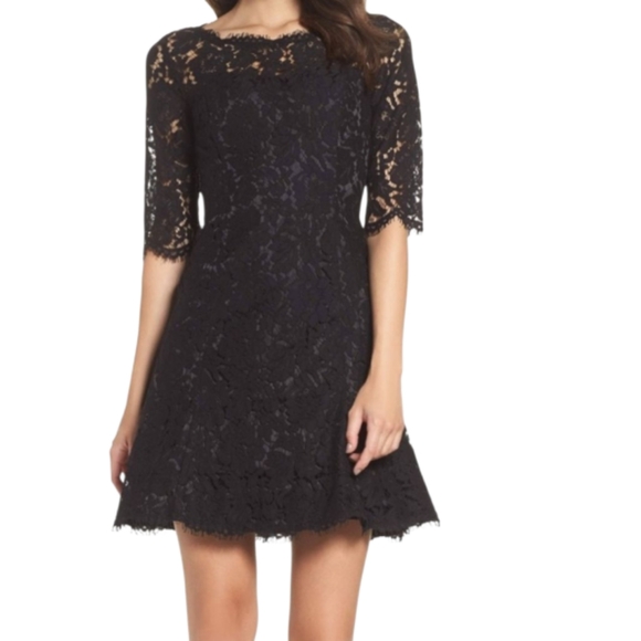 Eliza J Black Lace Tulip Dress - Picture 1 of 12